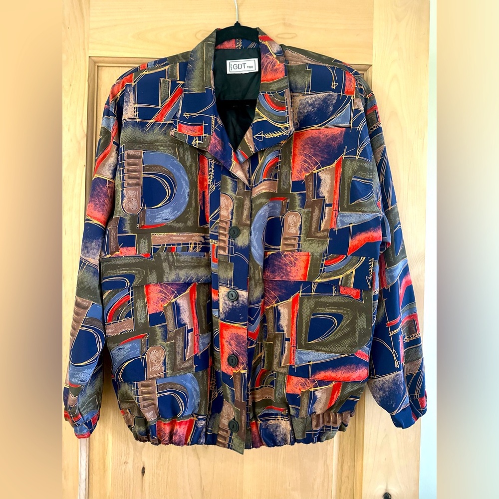 Vintage 80s colorful print bomber windbreaker